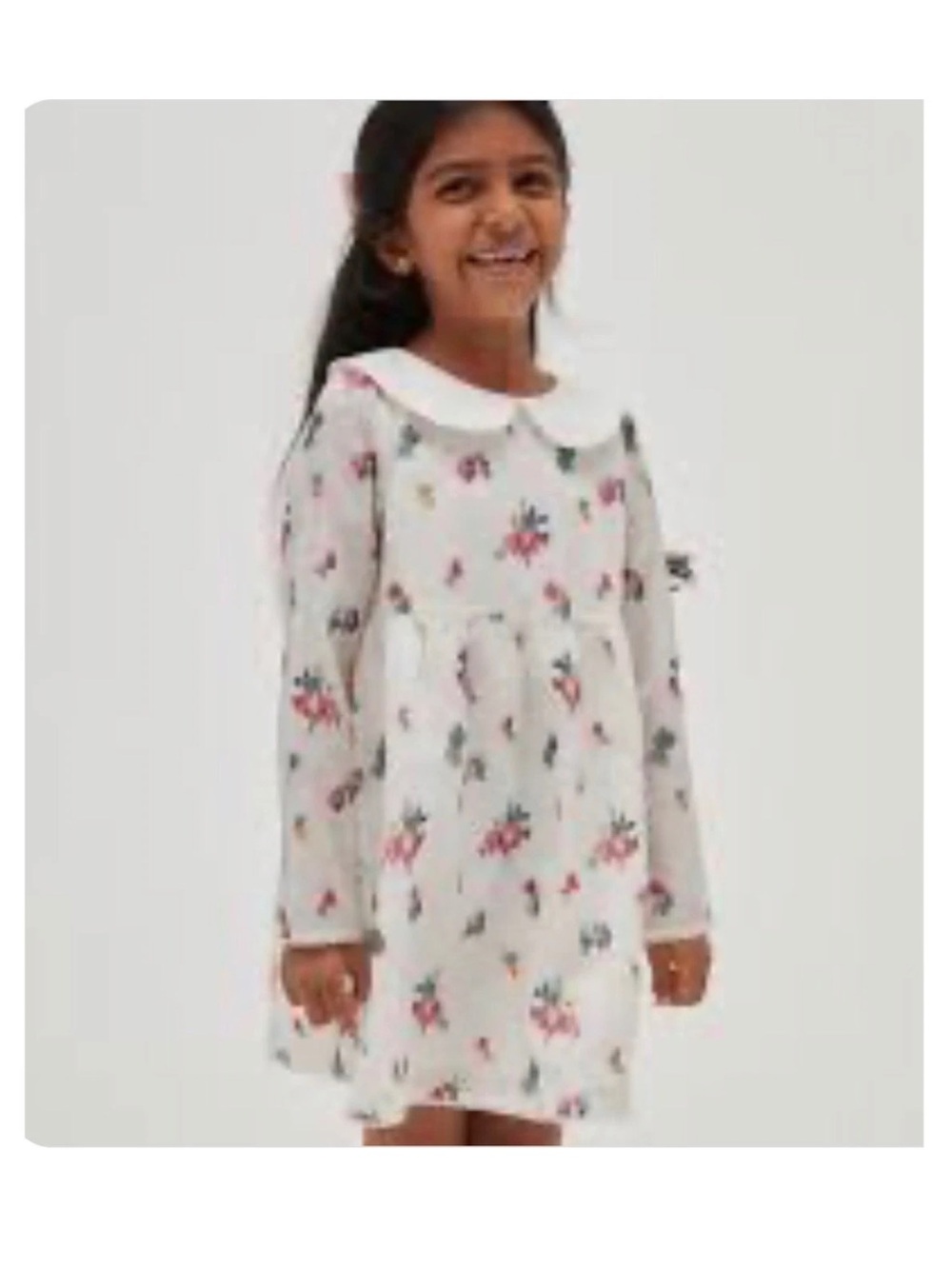Hill House Home Tiny Lottie Dress Ivory Ikat Taffeta Floral Peter Pan Collar 11